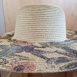 Floral Print Straw Hat NEW